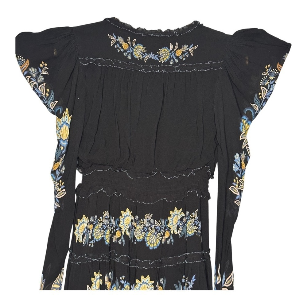 Farm Rio Floral-Embroidered Long-Sleeve Minidress. Sz: Small - Picture 6 of 12